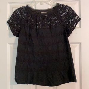 Black lace neckline top